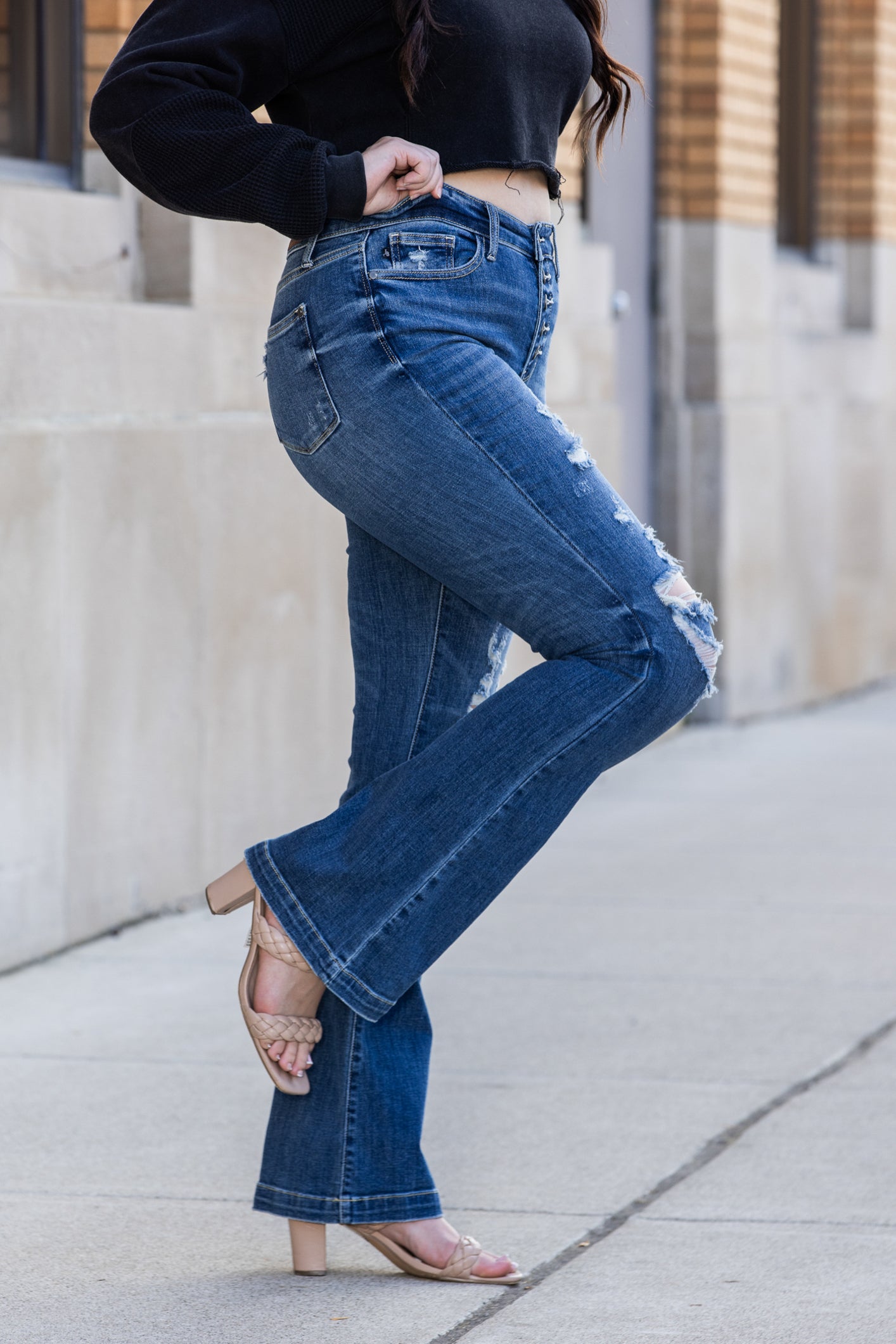 The Emily from Judy Blue: High-Rise Flare Denim