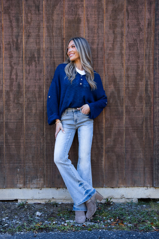 The Alison from Judy Blue: Mid-Rise Flare Denim