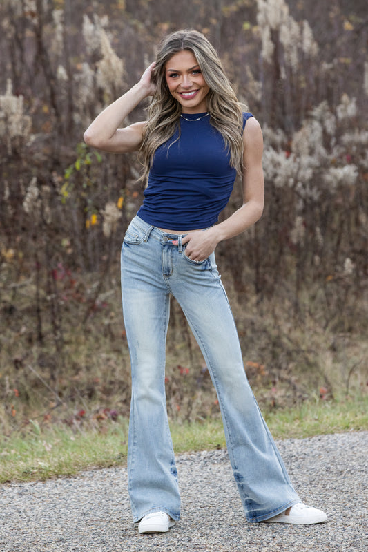 The Alison from Judy Blue: Mid-Rise Flare Denim