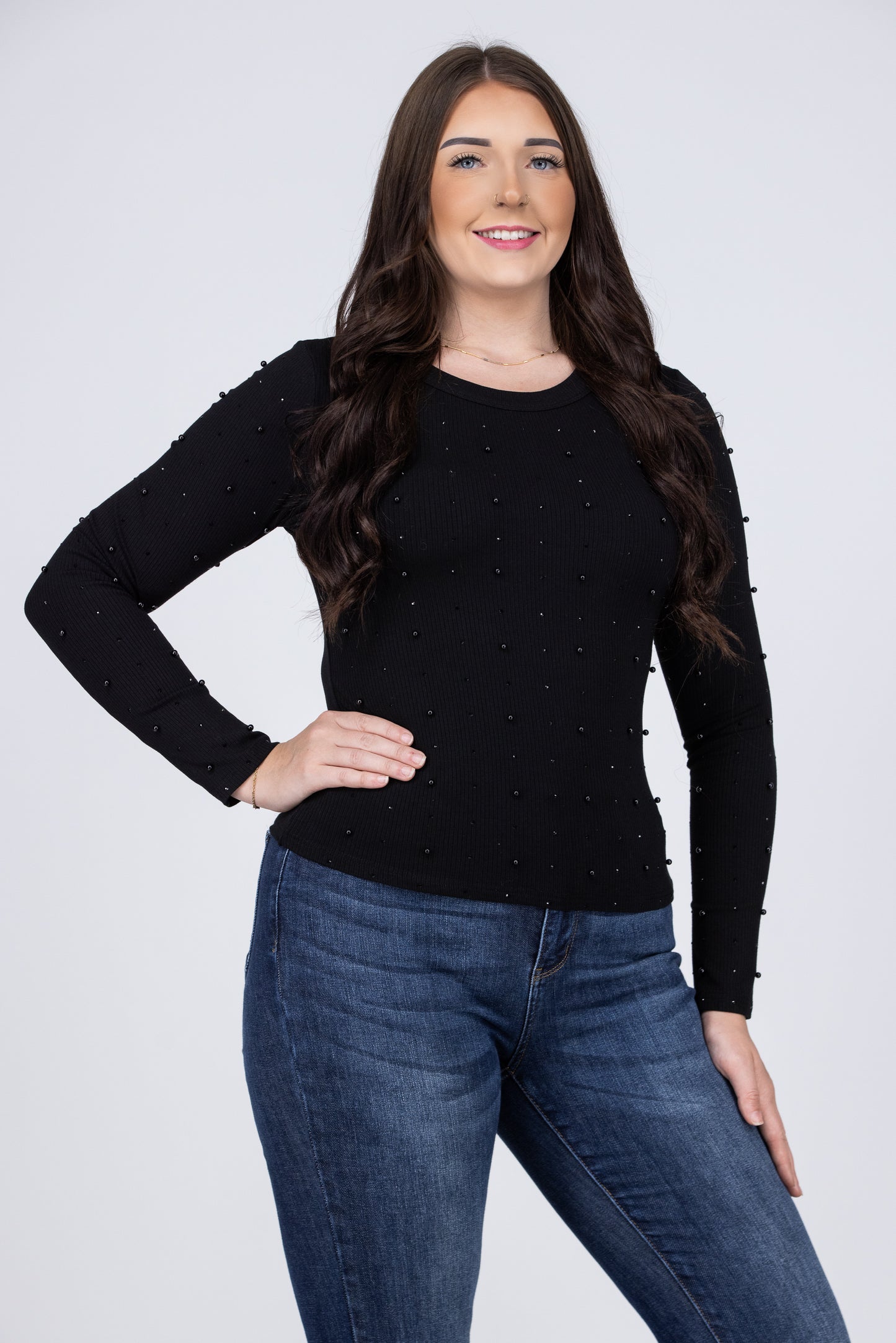 Dancing In Pearls Long Sleeve Top