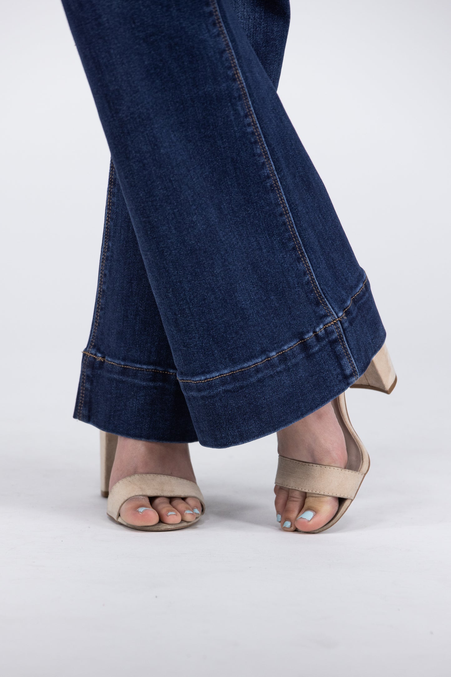 Sophisticated Love from Risen: High-Rise Tummy Control Elastic Waist Flare Denim