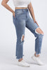 Can't Keep Up from Risen: High-Rise Crop Straight Leg Denim