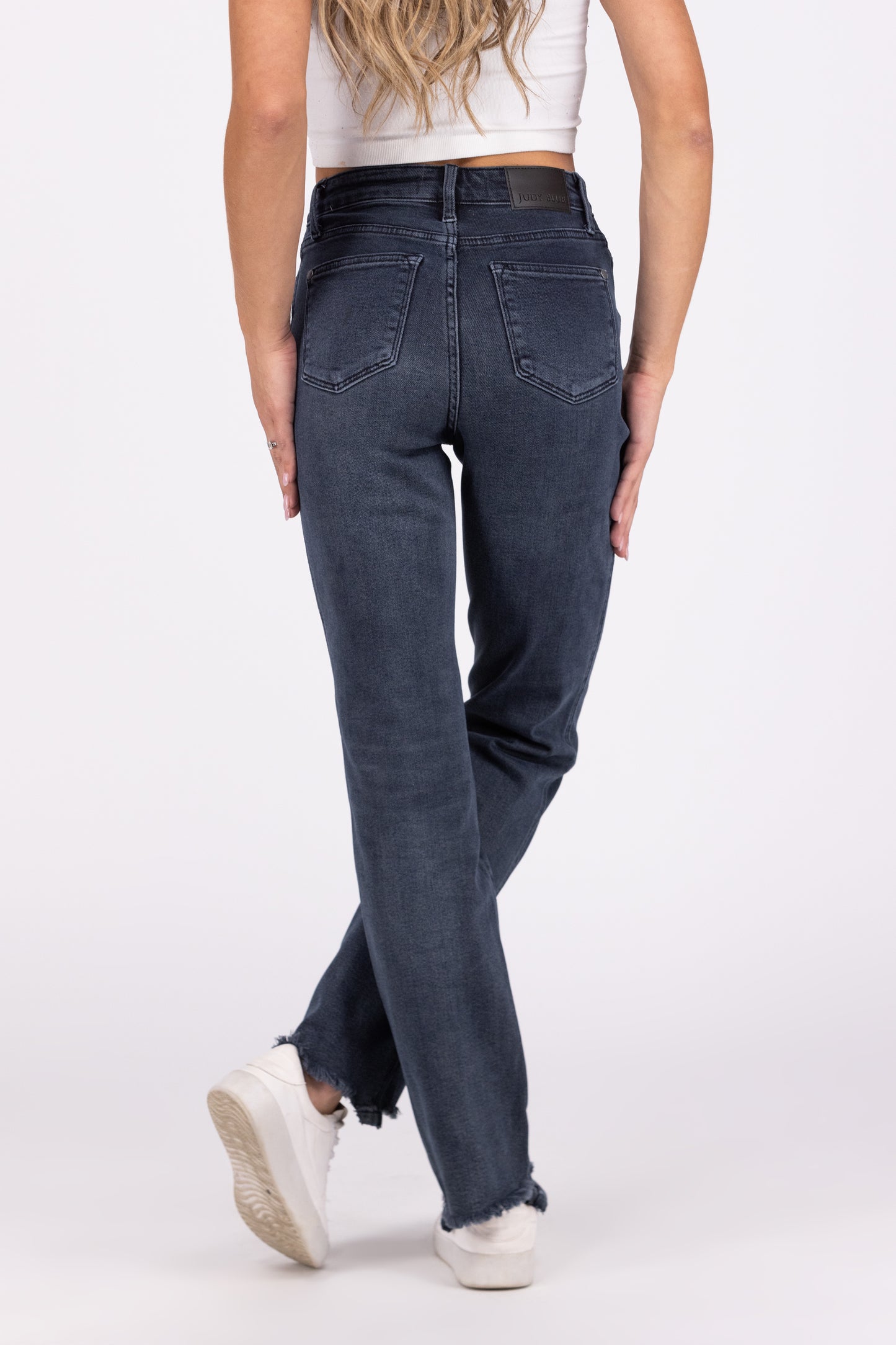 Into The Night from Judy Blue: High-Rise Button Fly Straight Leg Denim