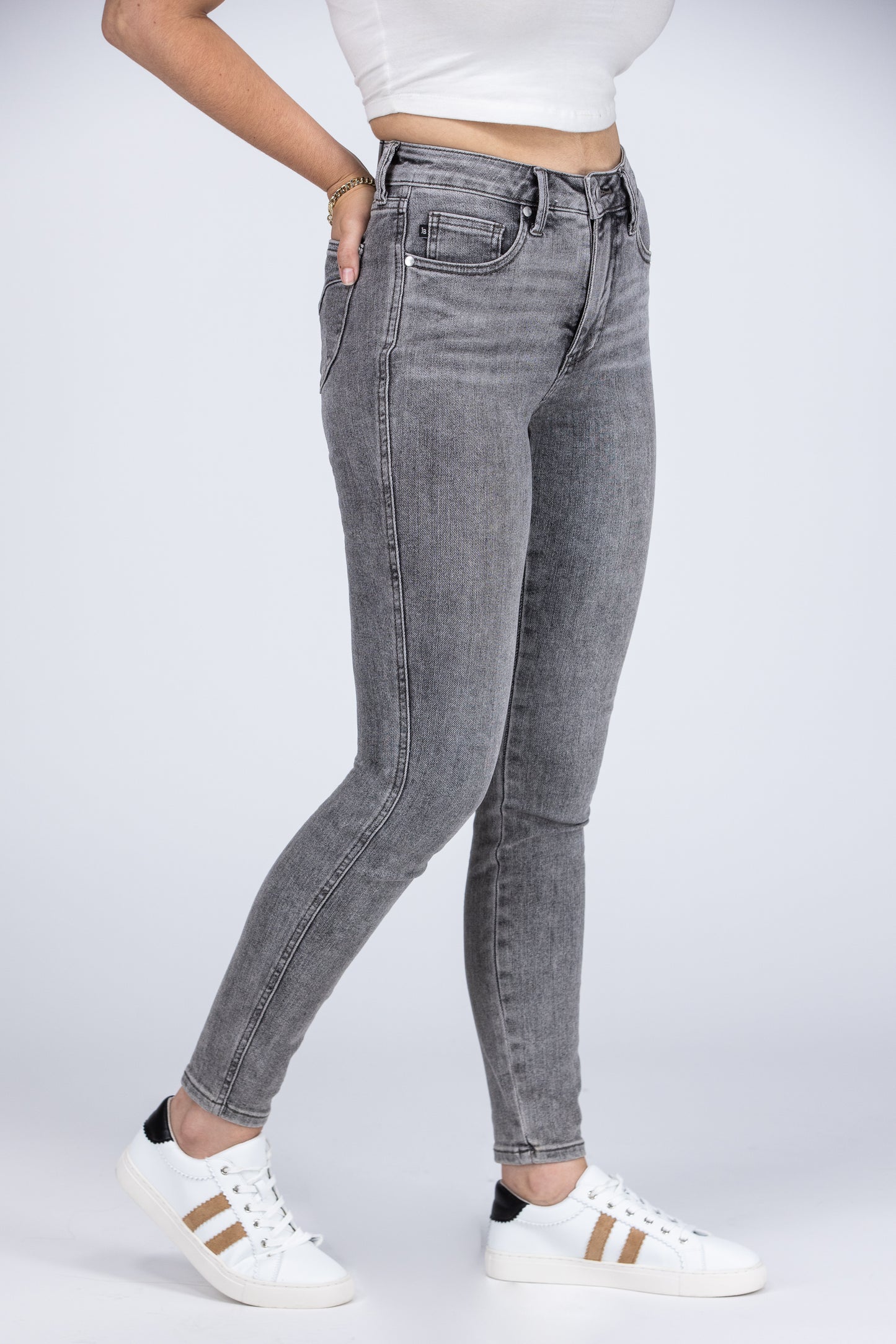 Stormy Skies from Judy Blue: Mid-Rise Tummy Control Skinny Fit Denim