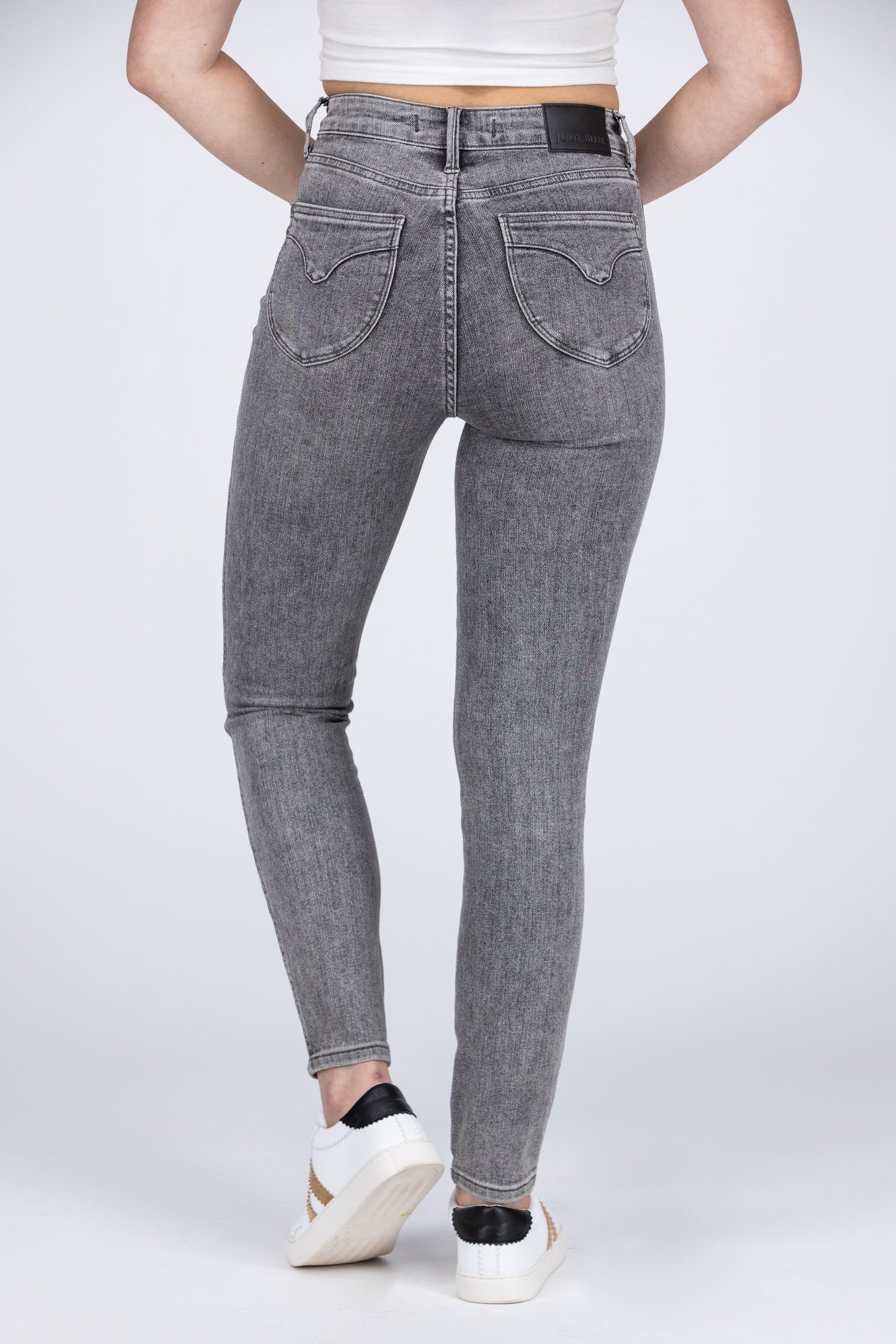 Stormy Skies from Judy Blue: Mid-Rise Tummy Control Skinny Fit Denim