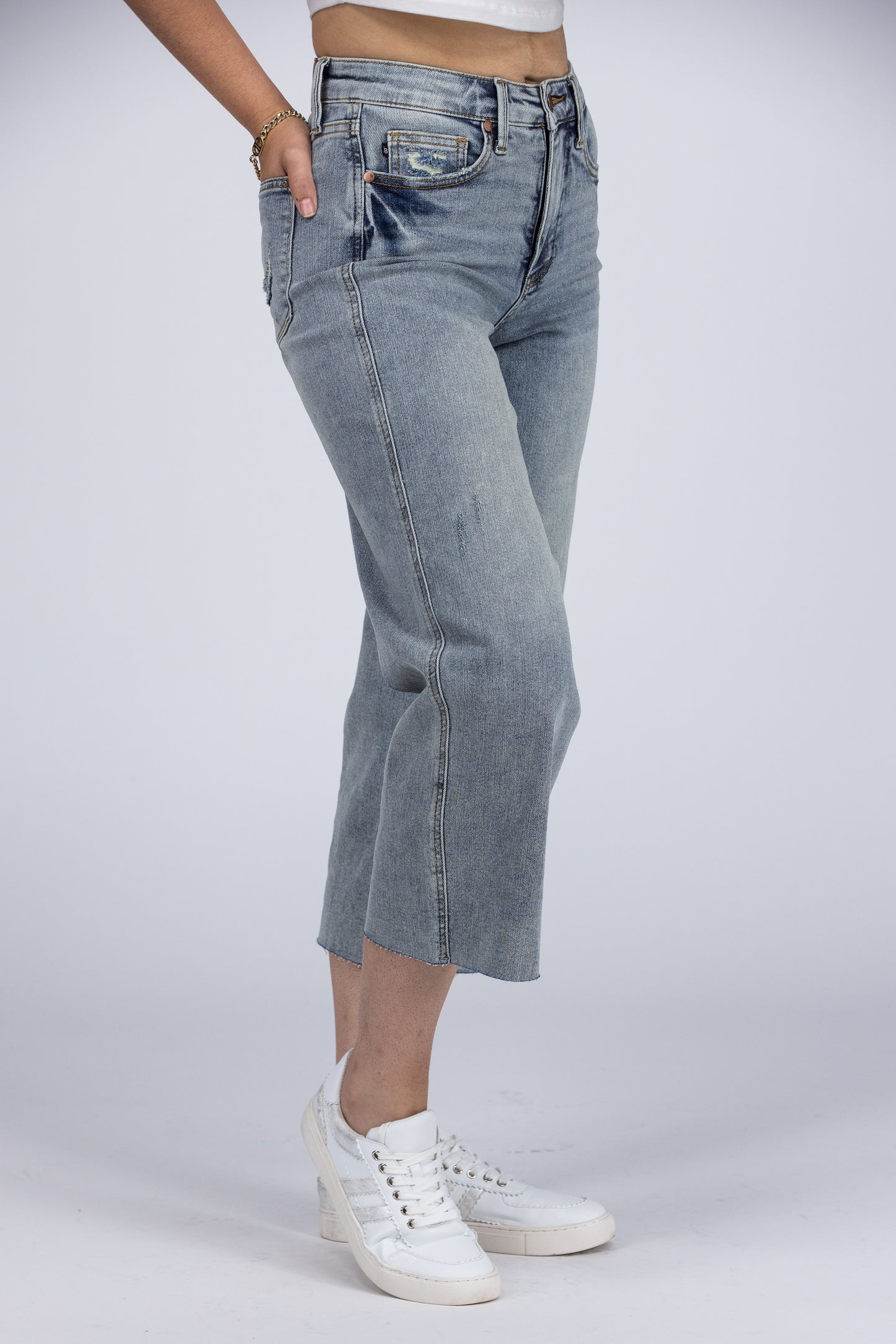 Promising Tomorrow from Judy Blue: Mid-Rise Tummy Control Crop Wide Leg Denim