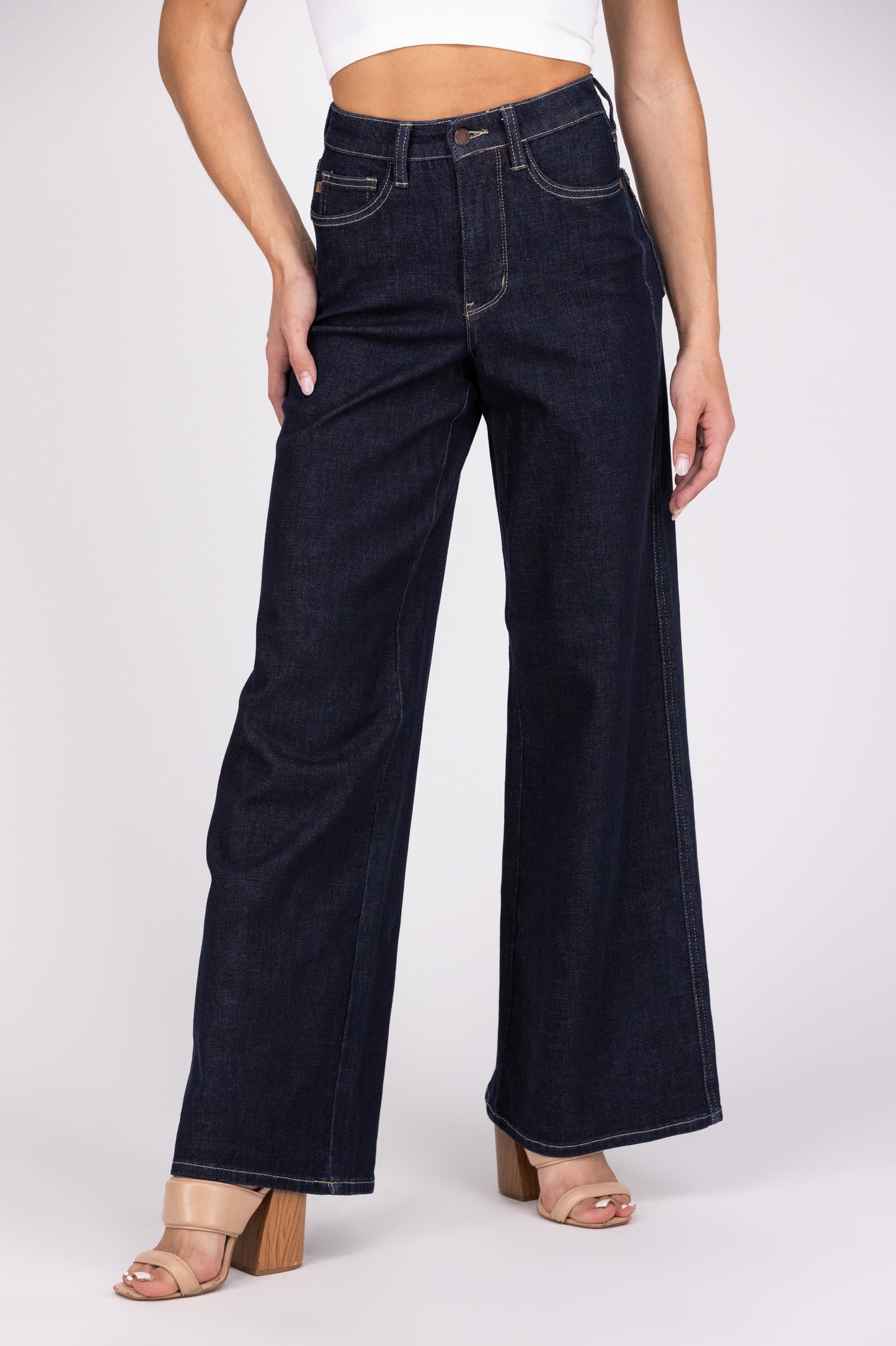 Be My Bestie from Judy Blue: High-Rise Tummy Control Retro Wide Leg Denim