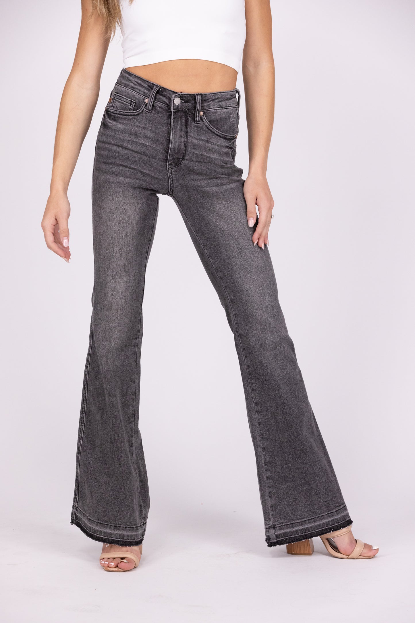 Carry On Dancing From Judy Blue: Mid-Rise Tummy Control Flare Denim