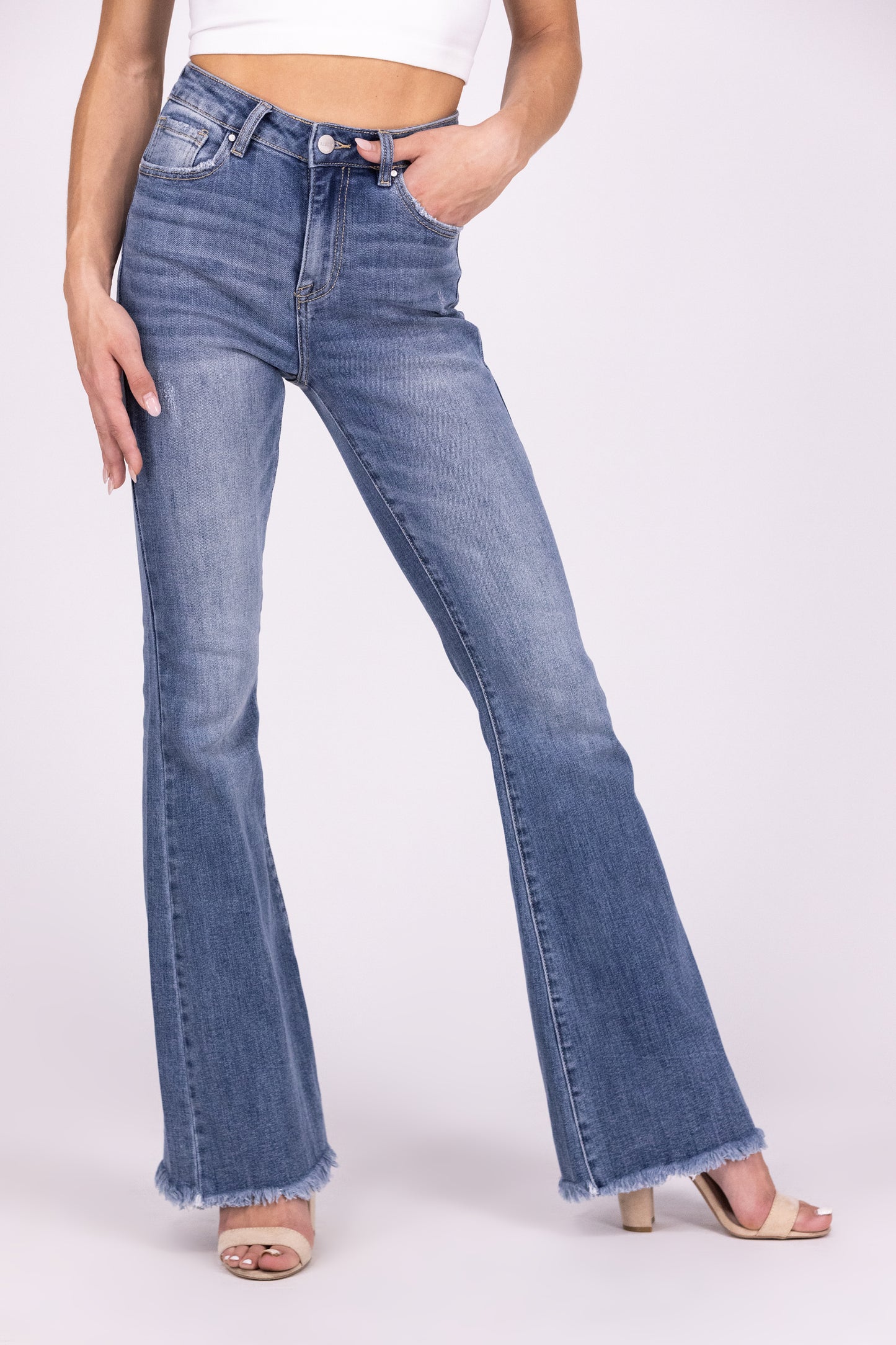 Jukebox Dancing From Risen: High-Rise Frayed Hem Flare Denim