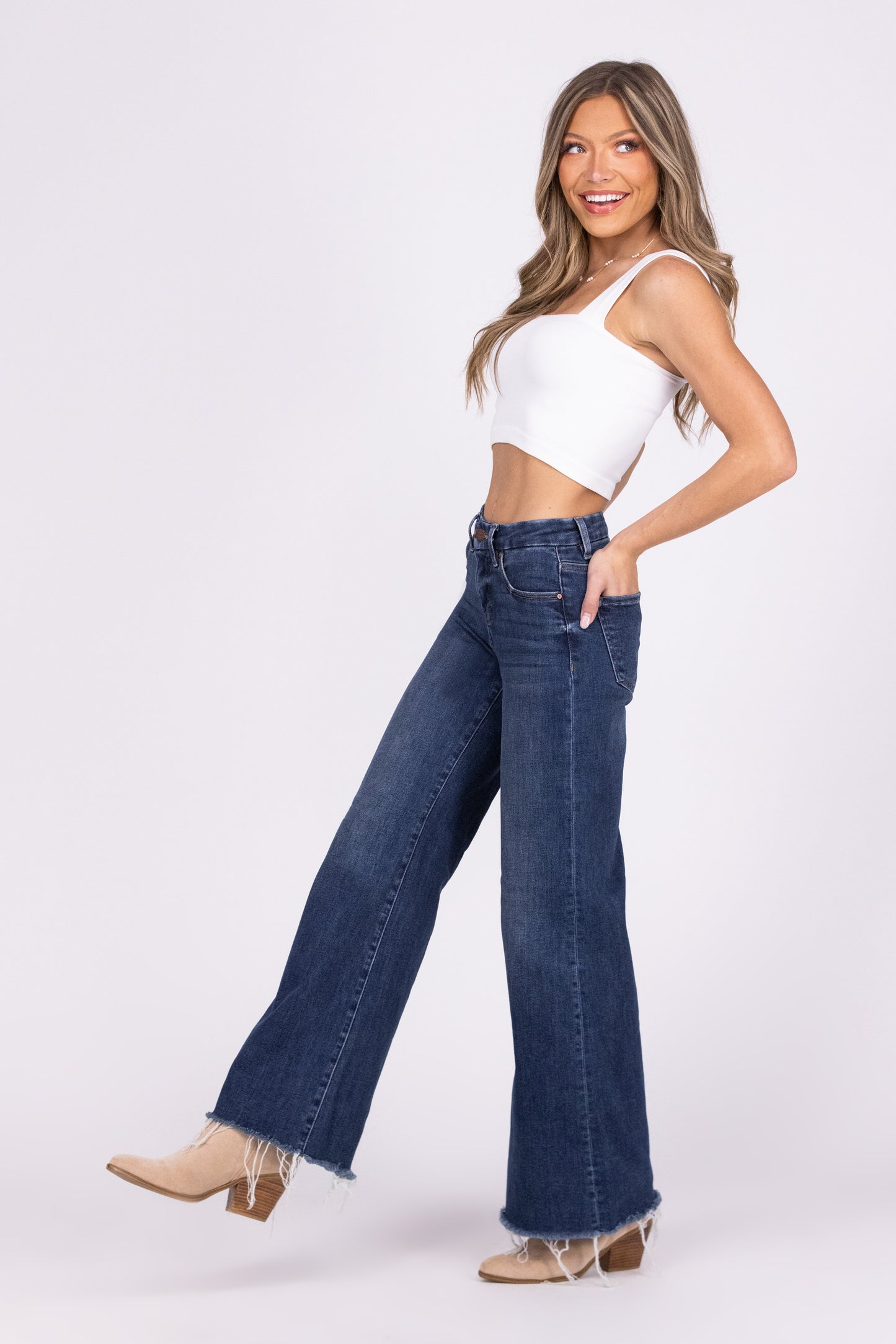 Stargazing Nights From Risen: High-Rise Tummy Control Wide Leg Denim