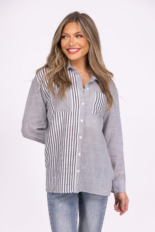 Ready To Go Long Sleeve Button Up Top