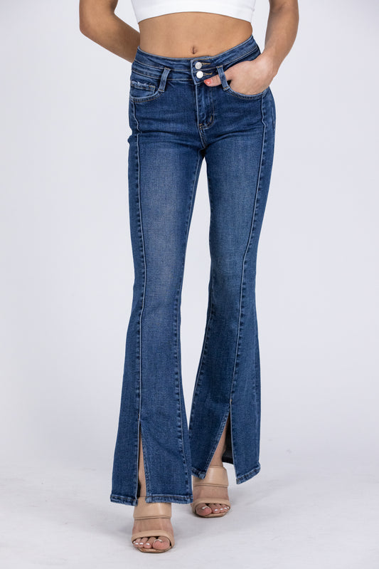 Lit from Lovervet: High-Rise Front Slit Flare Denim