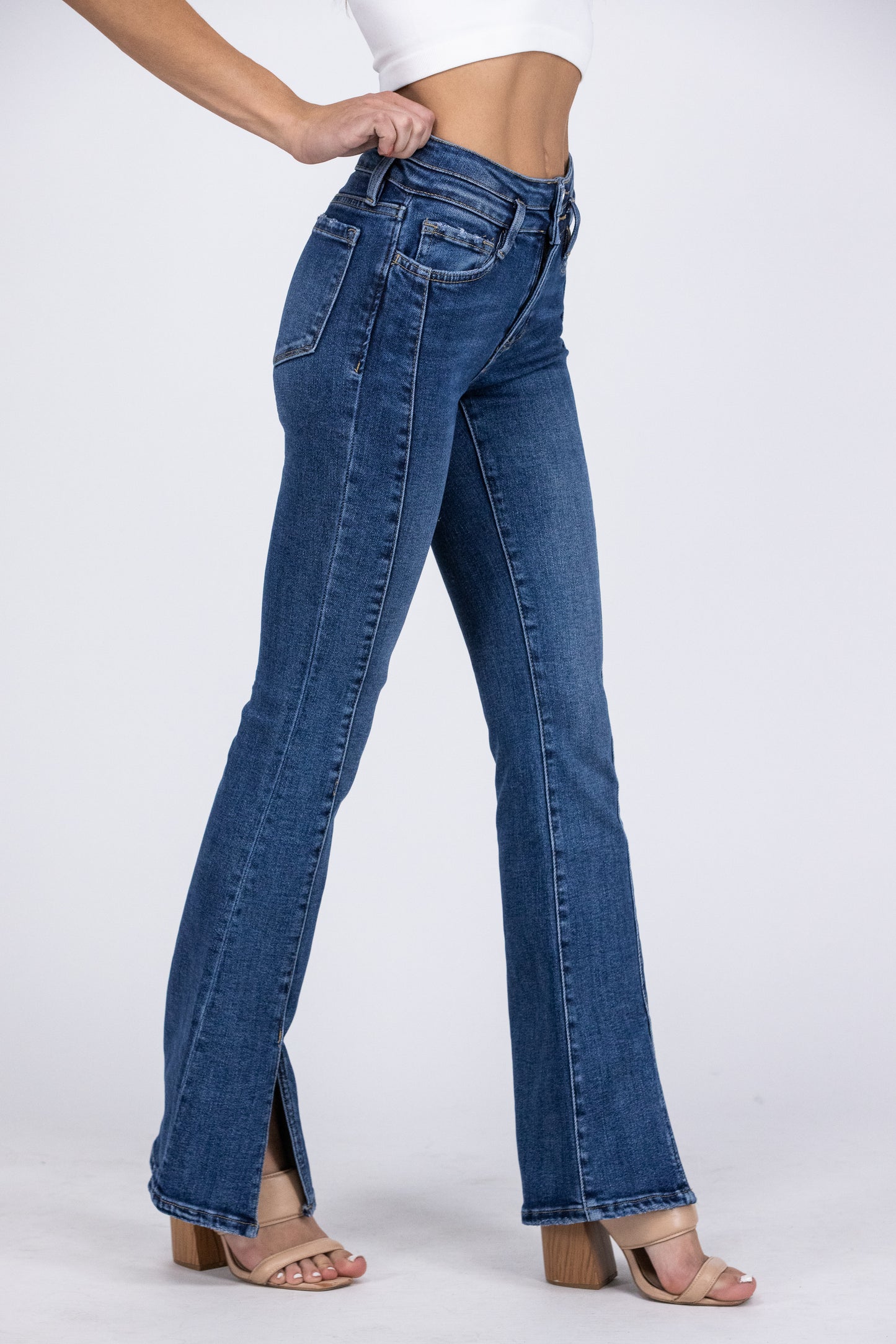 Lit from Lovervet: High-Rise Front Slit Flare Denim