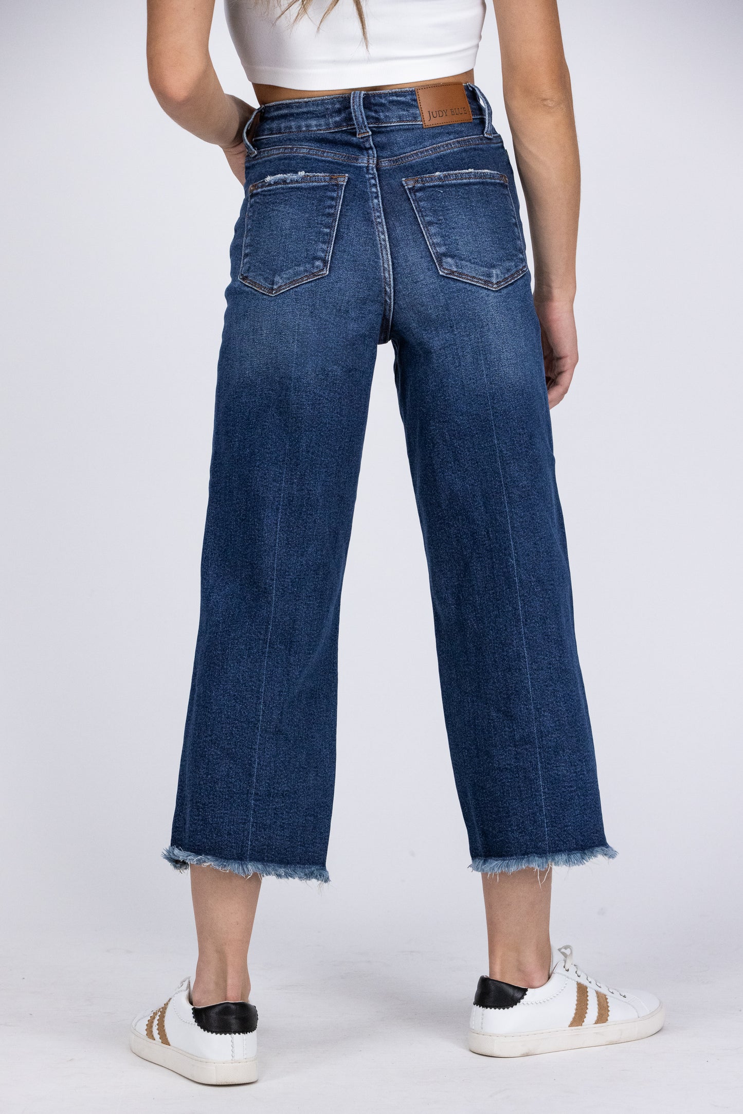 All About The Now From Judy Blue: High-Rise Button Fly Crop Wide Leg Denim