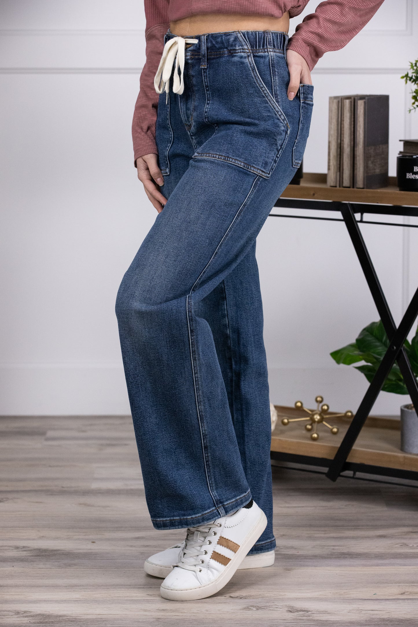 The Larkin from Judy Blue: High-Rise Drawstring Wide Leg Denim