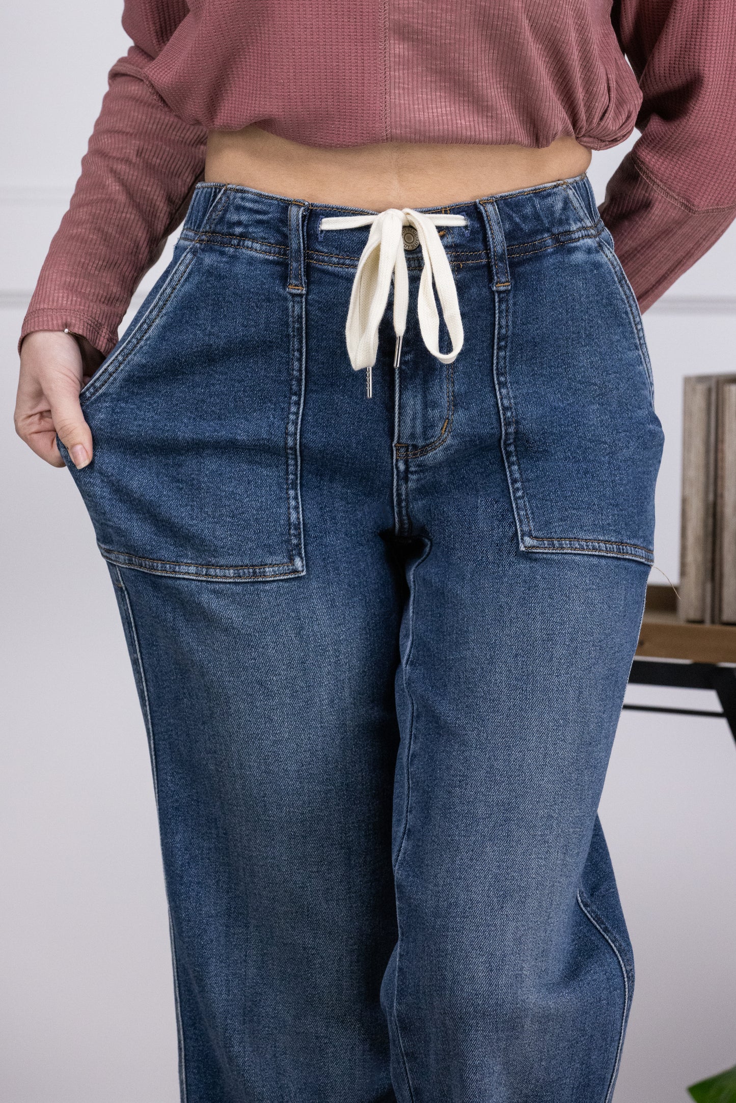 The Larkin from Judy Blue: High-Rise Drawstring Wide Leg Denim