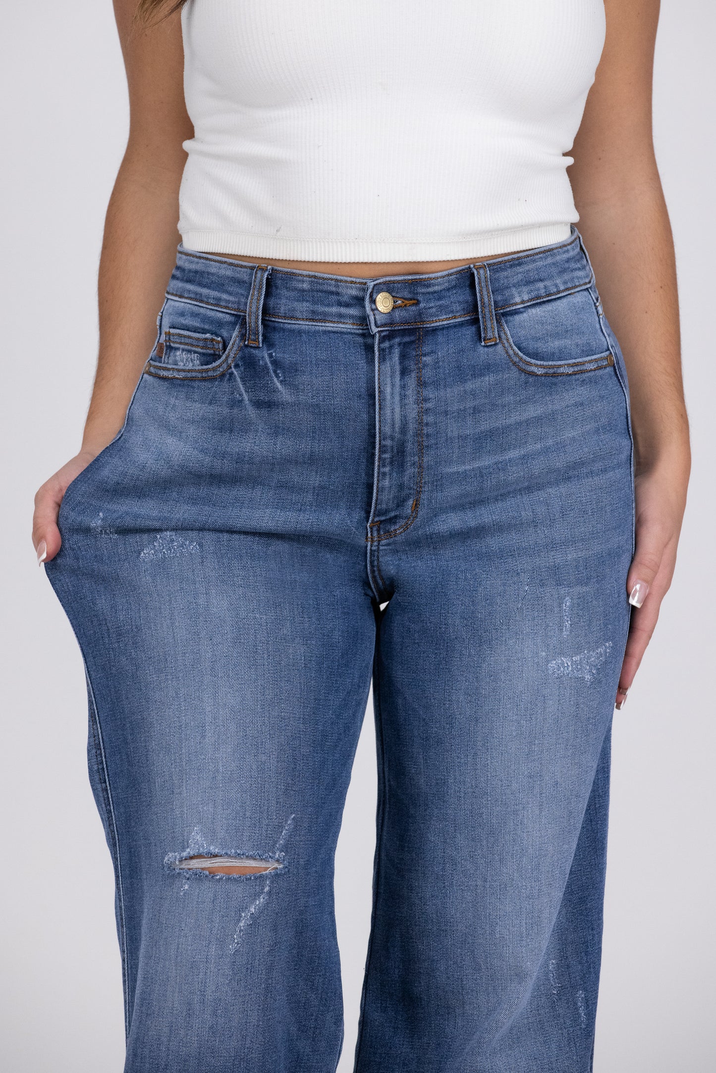 The Max from Judy Blue: High-Rise Retro Wide Leg w/Cuff Denim