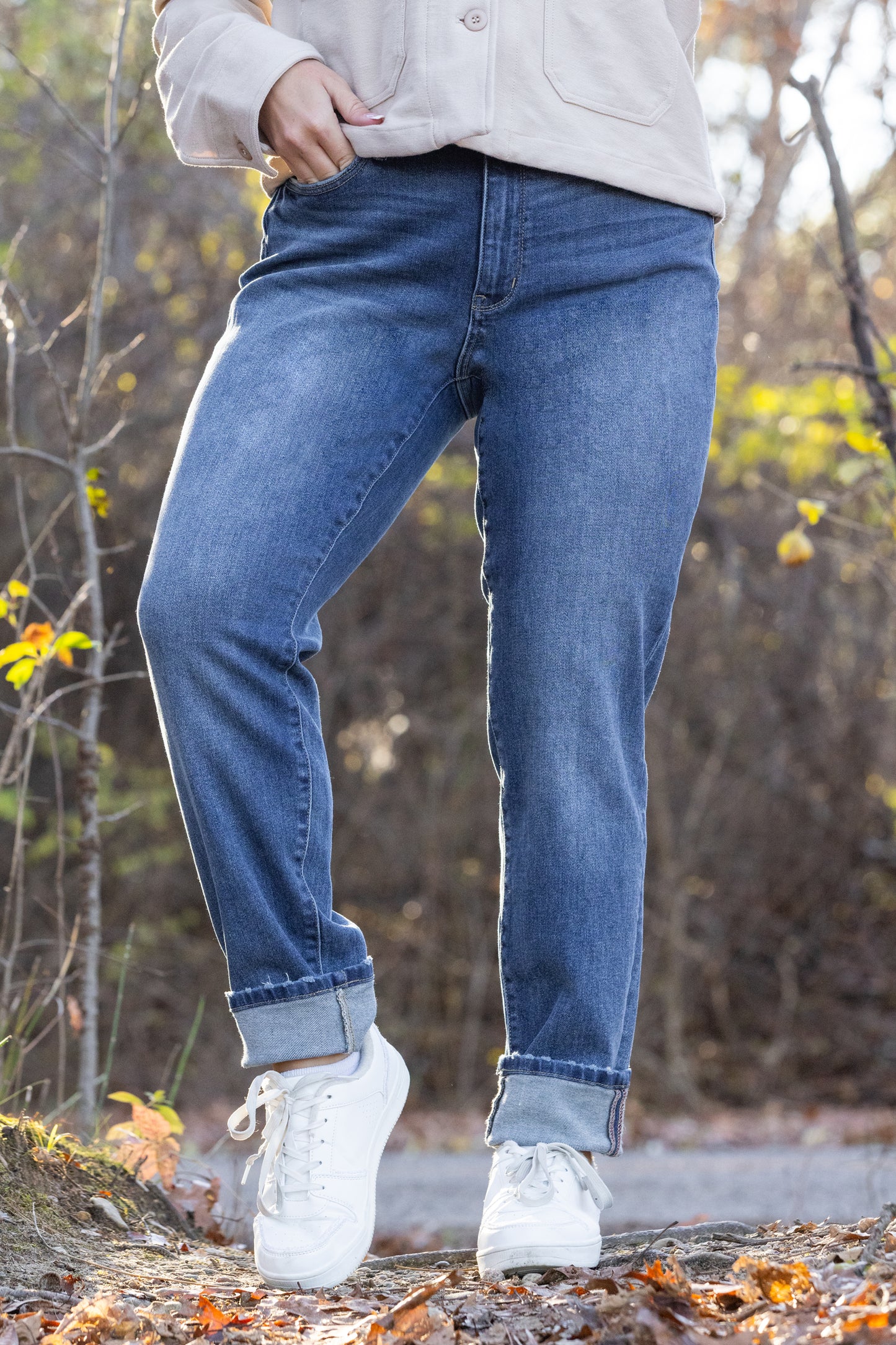 The Jasmine from Judy Blue: Mid-Rise Vintage Wash Boyfriend w/Cuff Denim