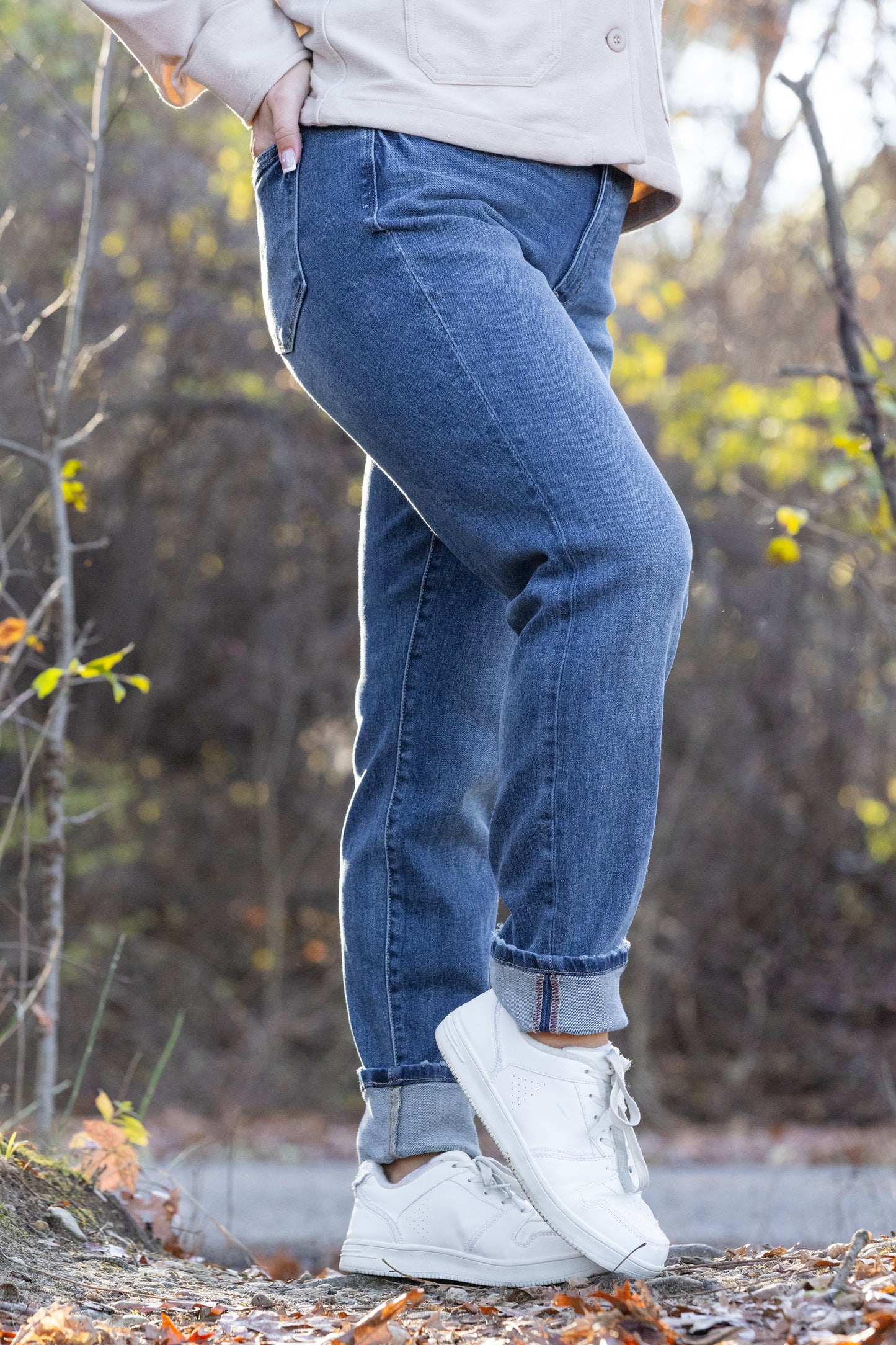 The Jasmine from Judy Blue: Mid-Rise Vintage Wash Boyfriend w/Cuff Denim