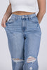 Make The Most Of Tonight from Judy Blue: High-Rise Rigid Magic 90's Straight Leg Denim