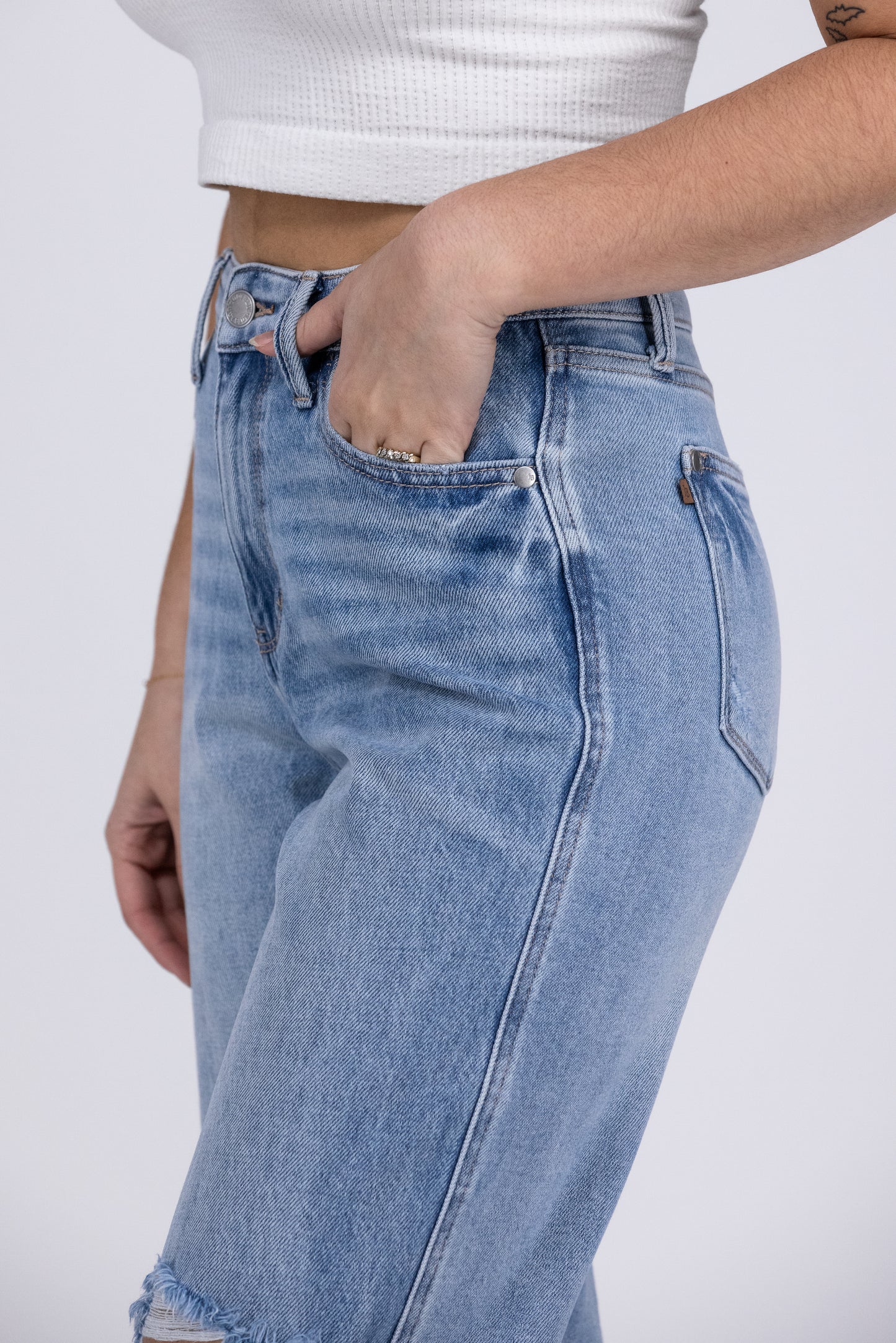 Make The Most Of Tonight from Judy Blue: High-Rise Rigid Magic 90's Straight Leg Denim