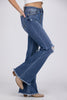 Raise A Glass from Judy Blue: Mid-Rise Button Fly Flare Denim