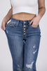 Raise A Glass from Judy Blue: Mid-Rise Button Fly Flare Denim