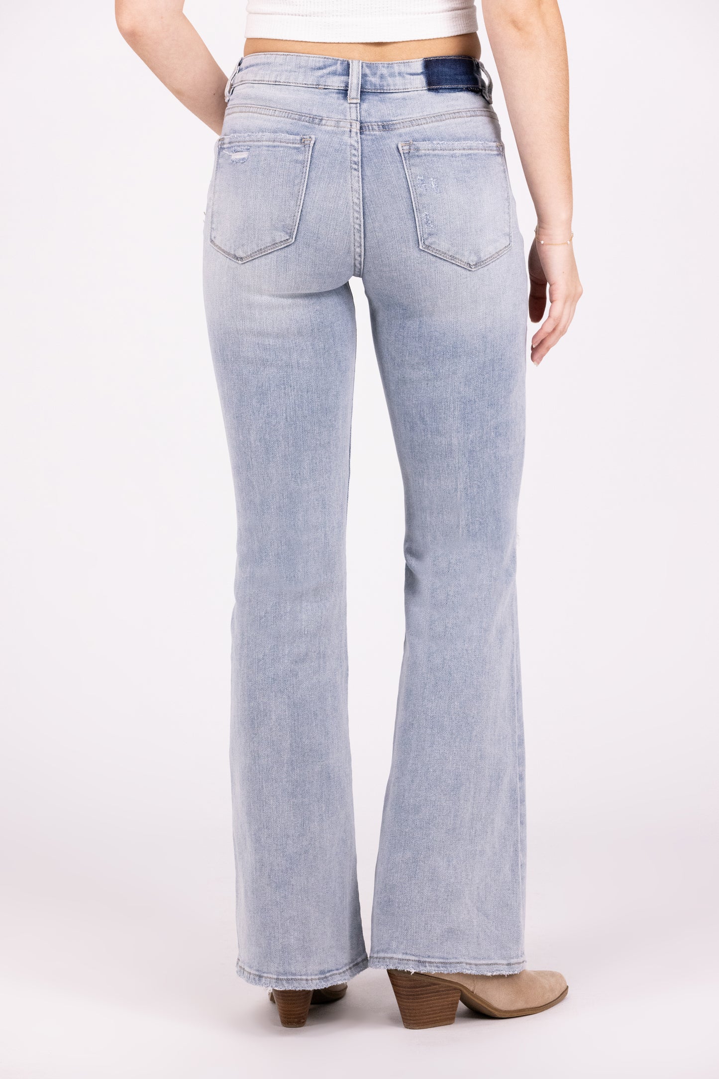 Beauty In Everything From Risen: Mid-Rise Button Fly Flare Denim