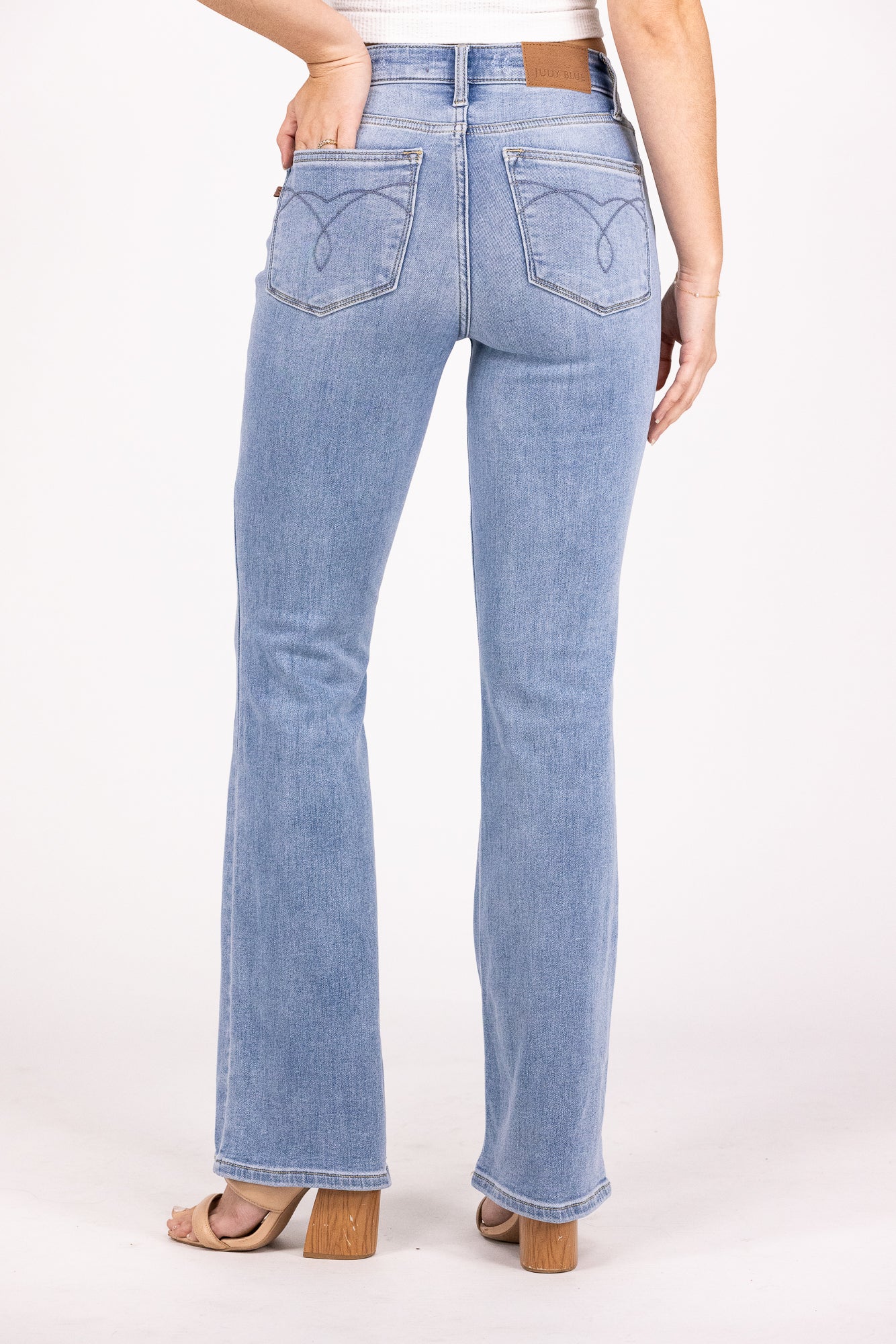 The Paula from Judy Blue: Mid-Rise Thermal Bootcut Denim