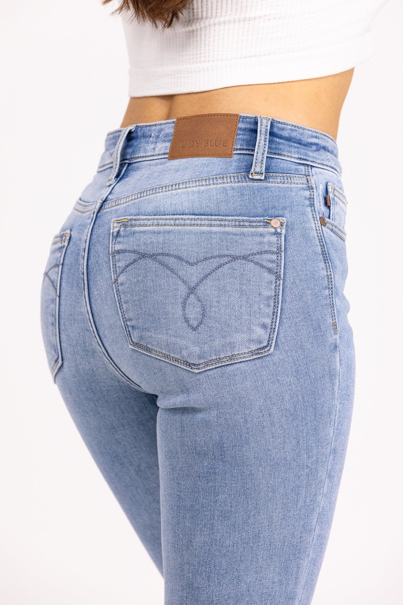 The Paula from Judy Blue: Mid-Rise Thermal Bootcut Denim