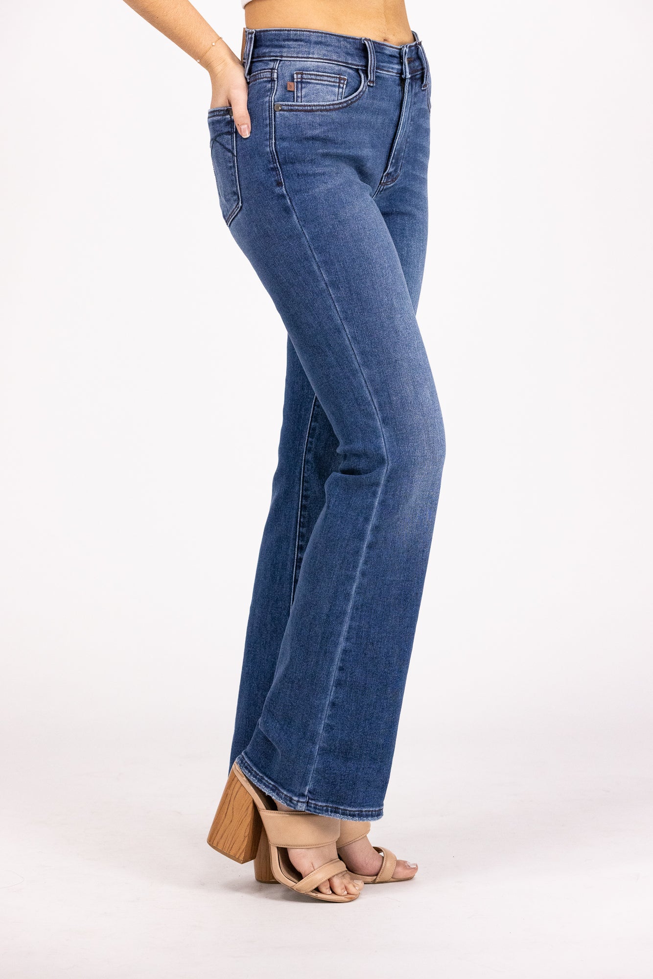 The Paula from Judy Blue: Mid-Rise Thermal Bootcut Denim