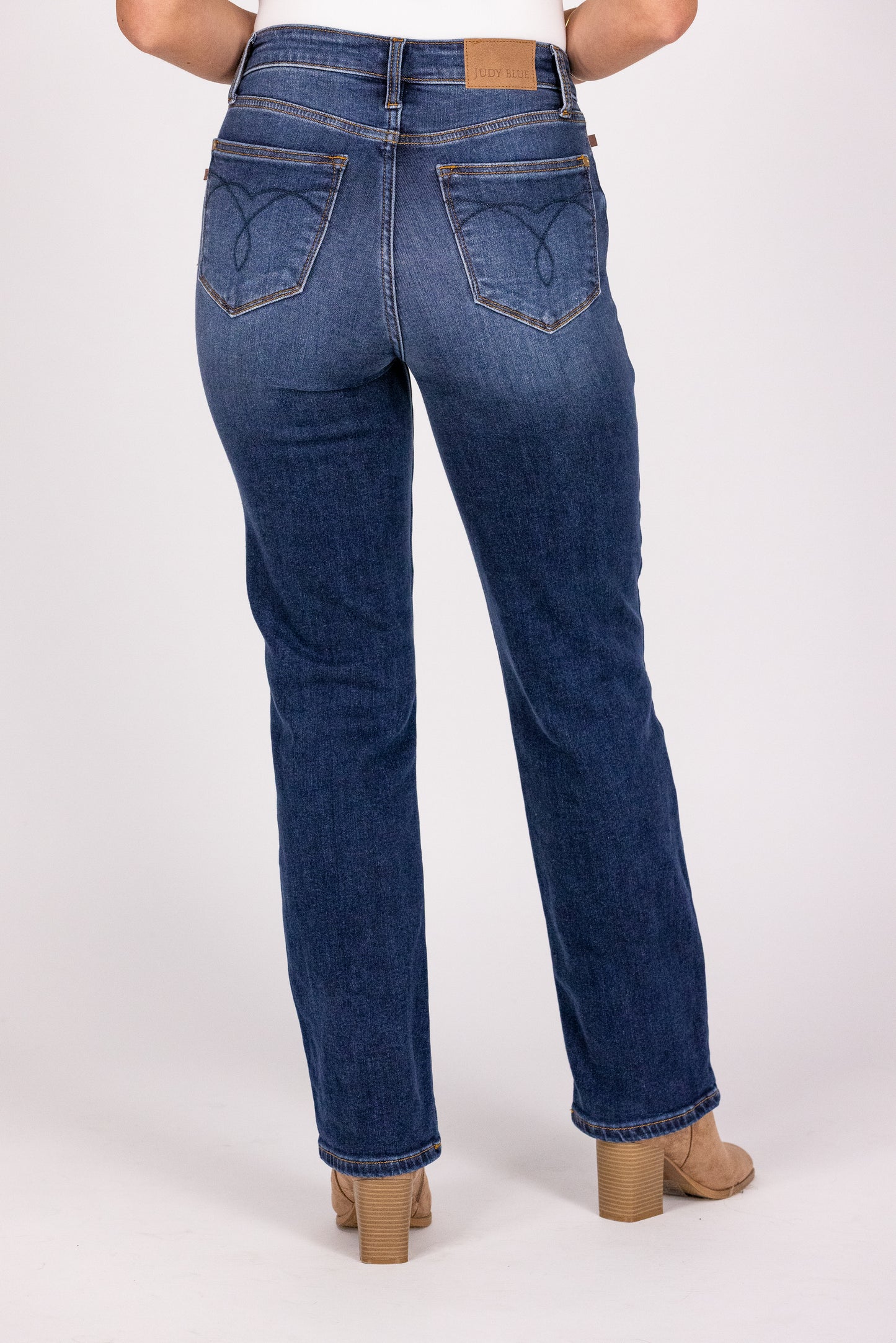 The Angie from Judy Blue: High-Rise Vintage Wash Thermal Straight Leg Denim