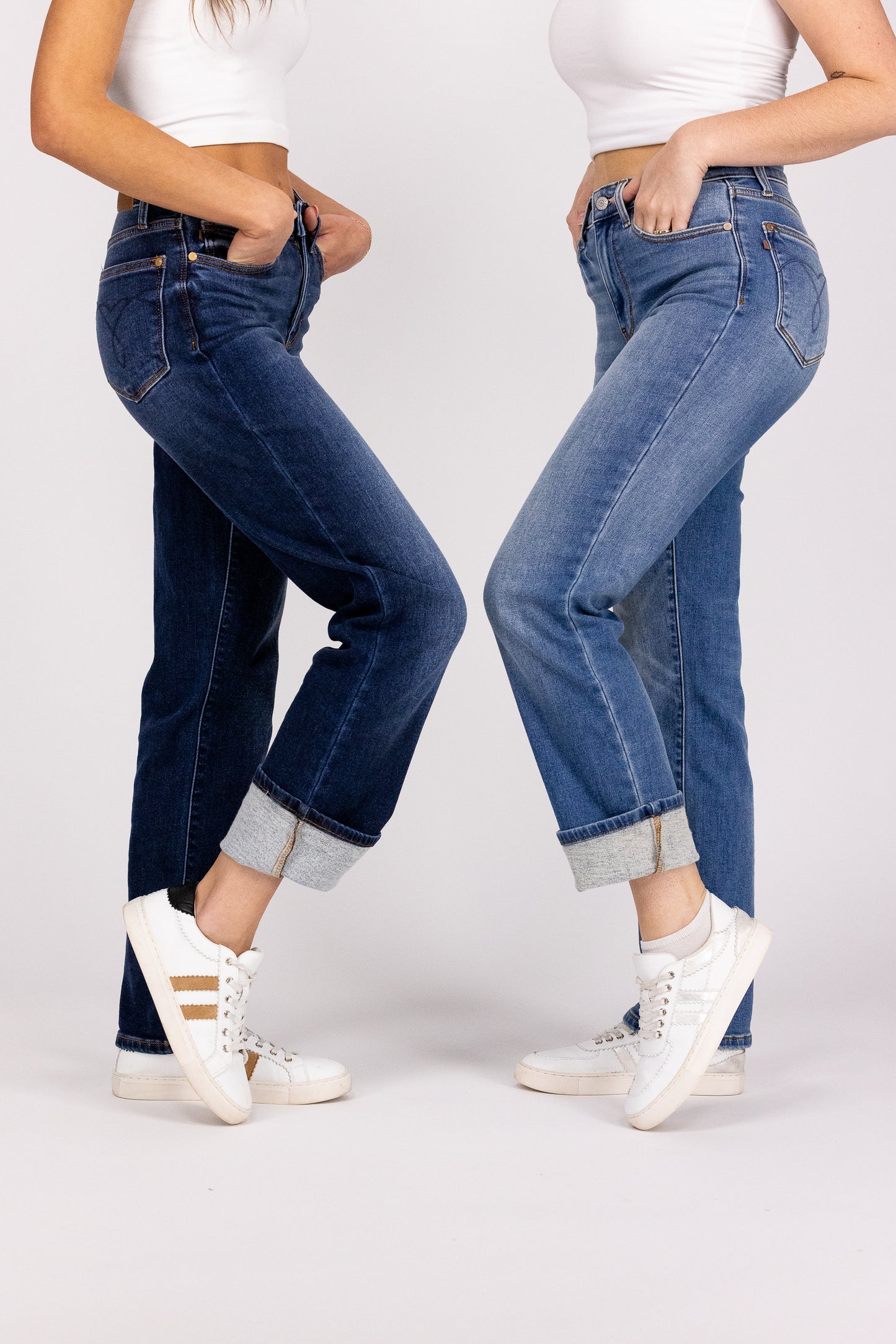 The Angie from Judy Blue: High-Rise Vintage Wash Thermal Straight Leg Denim