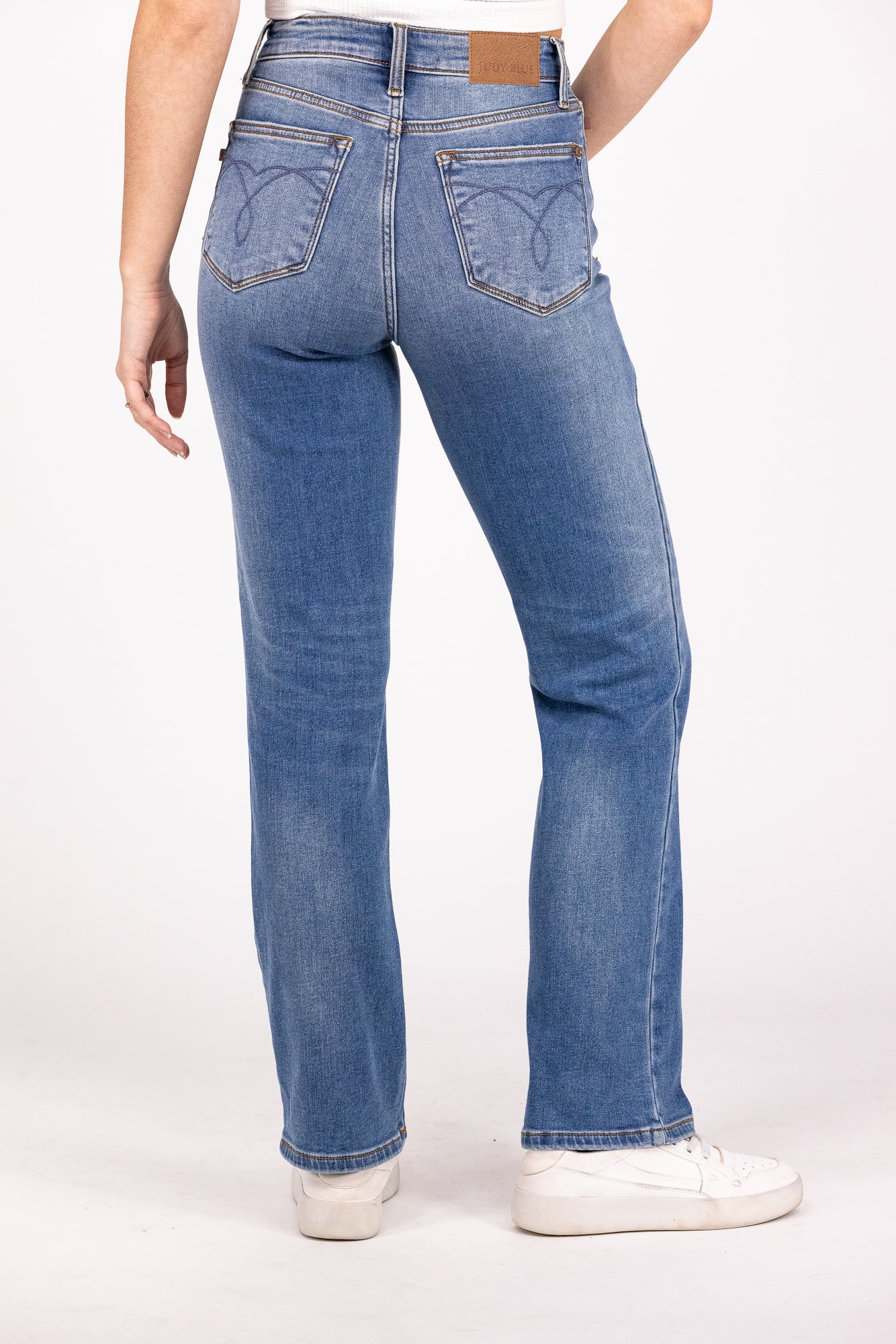 The Angie from Judy Blue: High-Rise Vintage Wash Thermal Straight Leg Denim