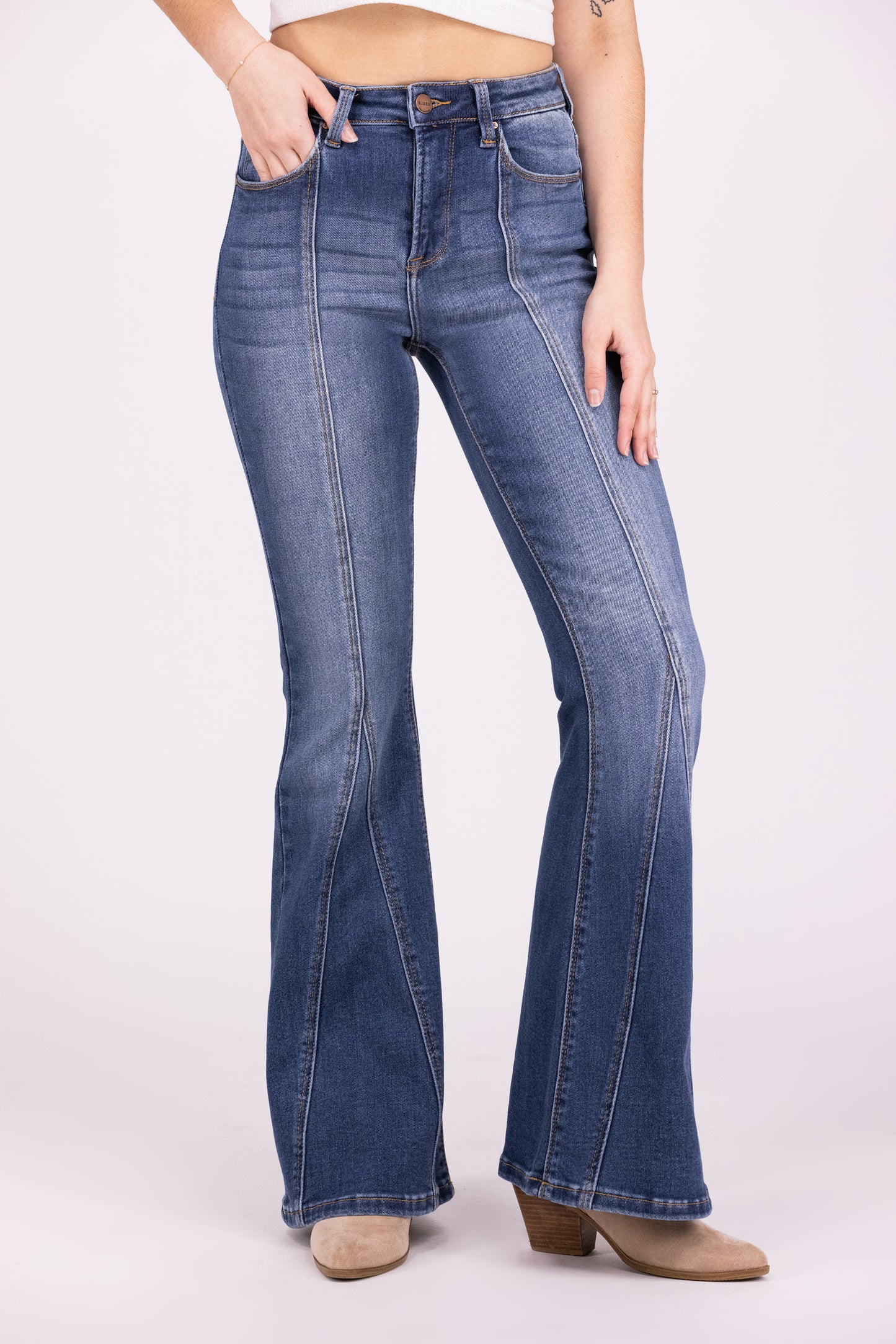 Wide Open Spaces From Risen: High-Rise Flare Denim