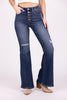 Hold My Halo From Risen: High-Rise Tummy Control Button Fly Flare Denim