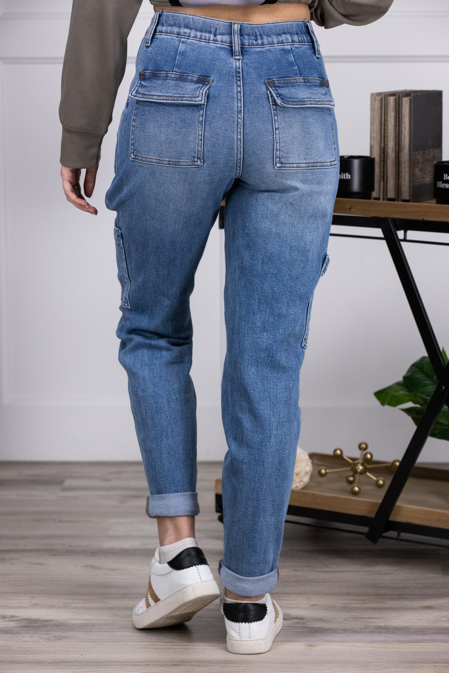 The Harlee from Judy Blue: High-Rise Cuffed Cargo Denim Jogger