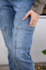 The Harlee from Judy Blue: High-Rise Cuffed Cargo Denim Jogger