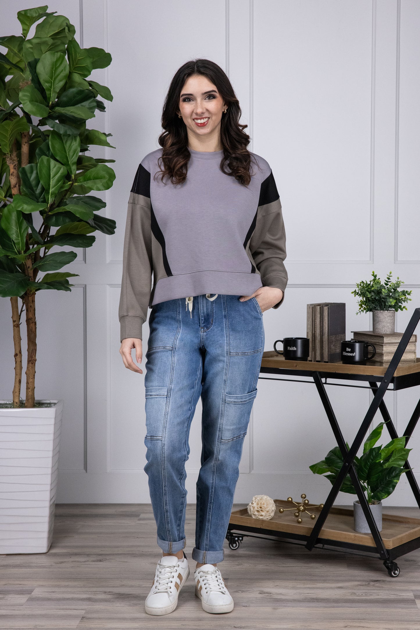 The Harlee from Judy Blue: High-Rise Cuffed Cargo Denim Jogger