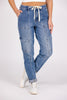 The Harlee from Judy Blue: High-Rise Cuffed Cargo Denim Jogger