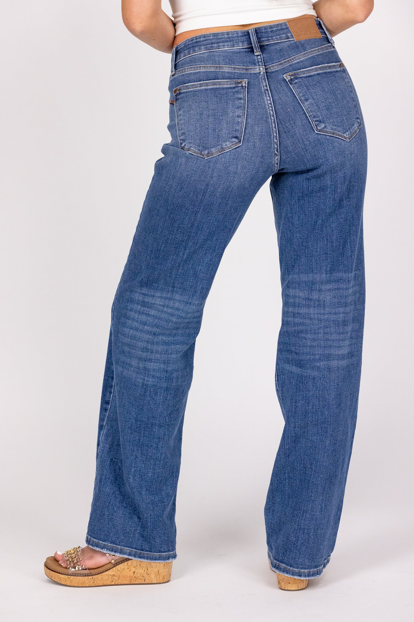 The Violet from Judy Blue: High-Rise V-Front Straight Fit Denim