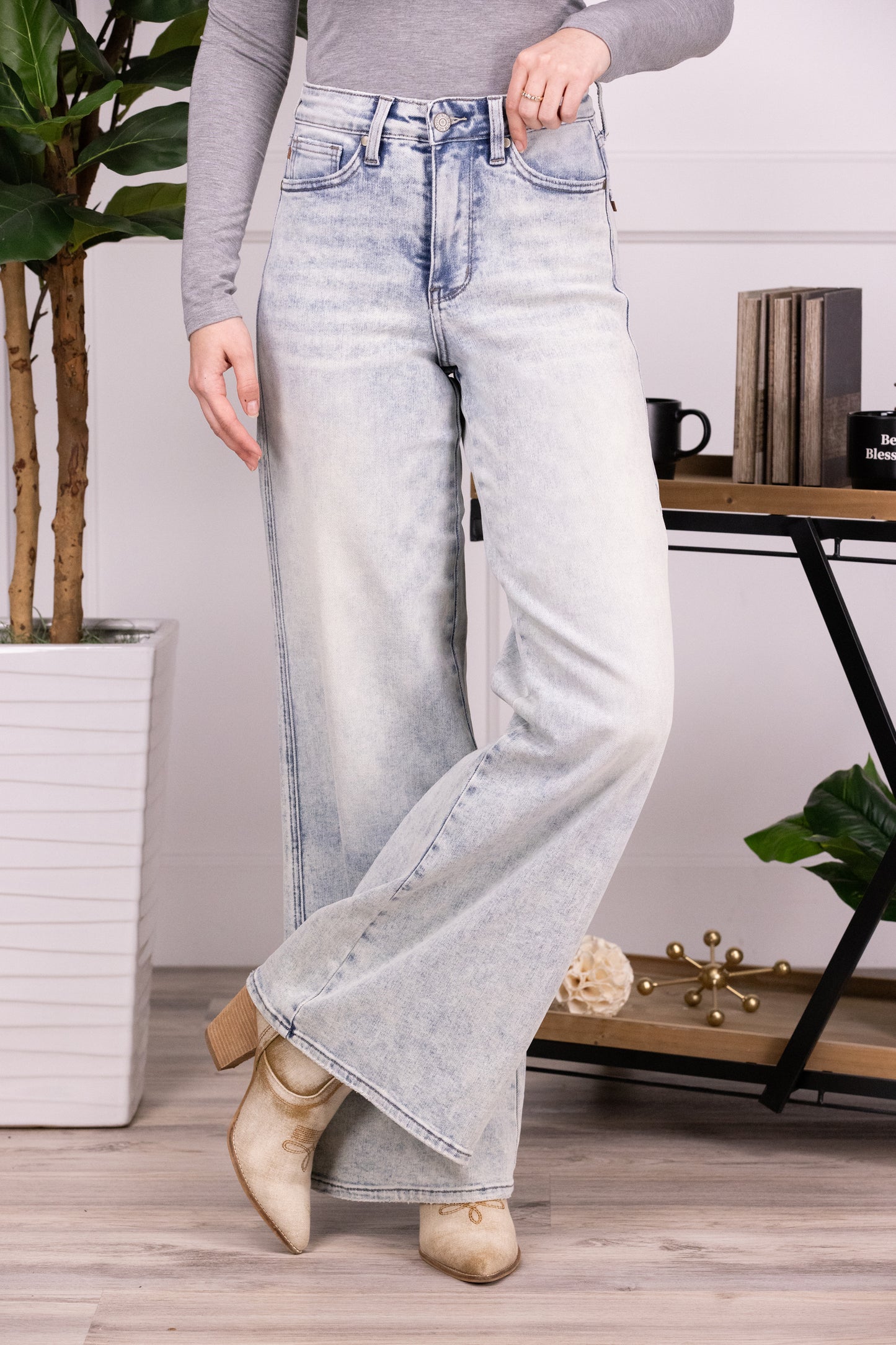 The Hillary from Judy Blue: High-Rise Tummy Control Retro Wide Leg Denim