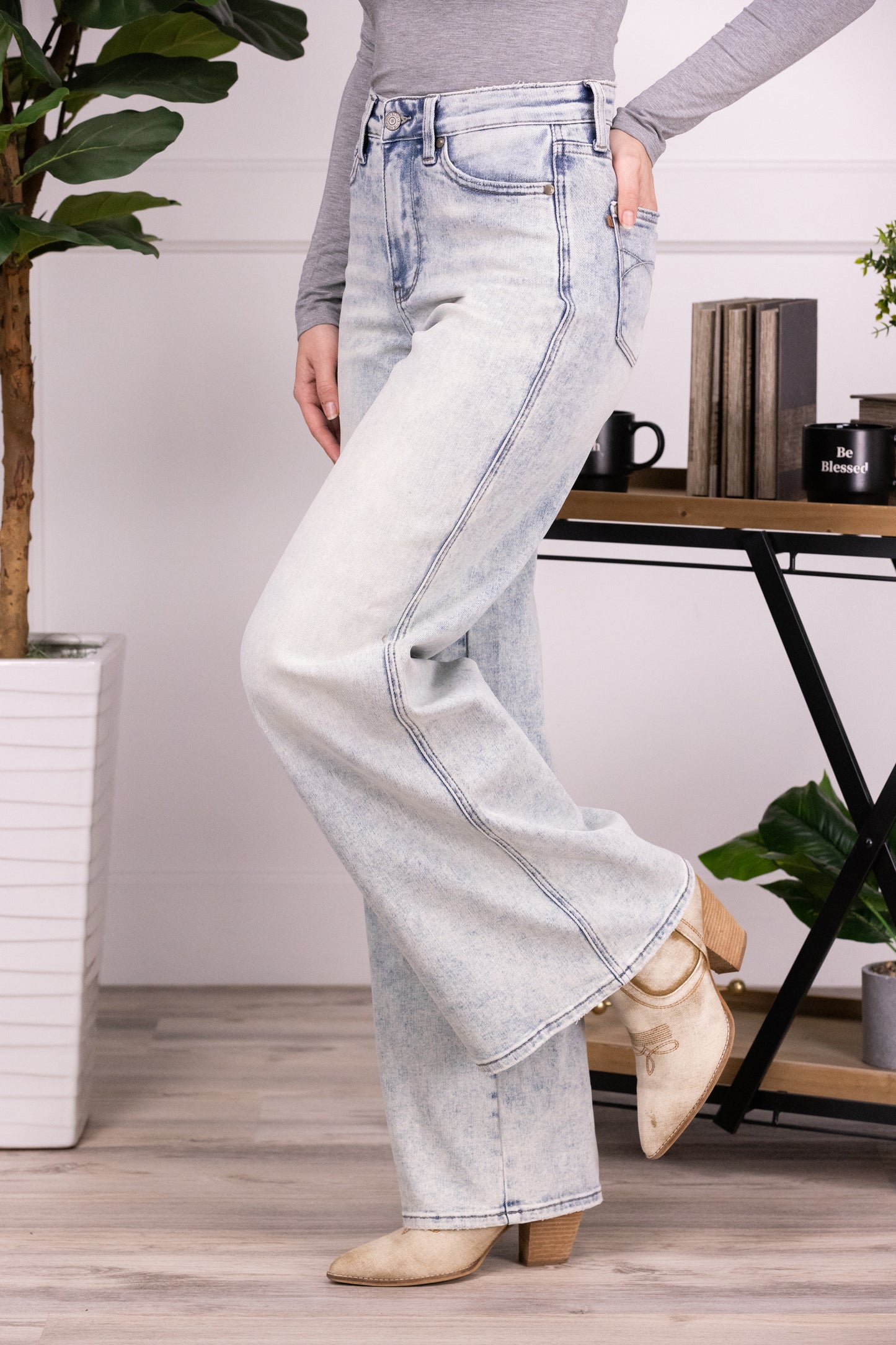 The Hillary from Judy Blue: High-Rise Tummy Control Retro Wide Leg Denim