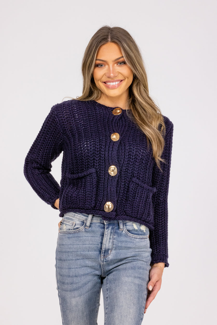 Warm Wishes Women's Chunky Cable Knit Cropped Cardigan – Ava Lane