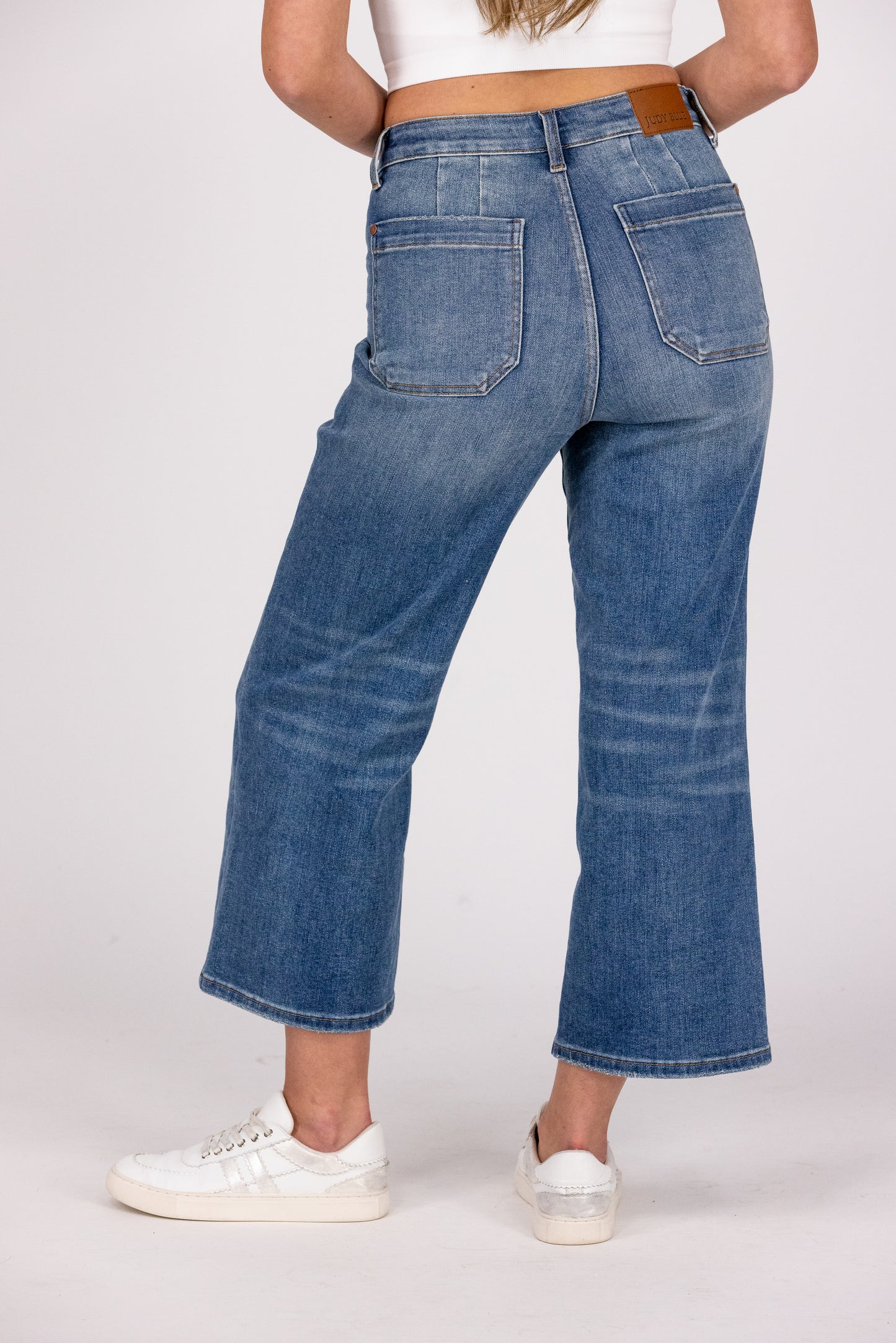 The Cyrus from Judy Blue: High Waisted Cropped Wide Denim w/Utility Pockets