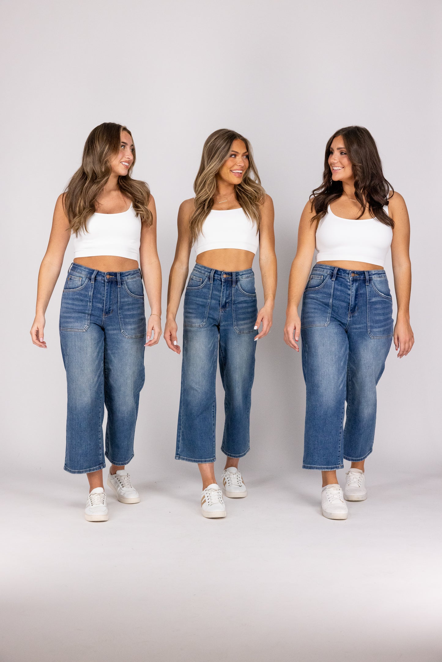 The Cyrus from Judy Blue: High Waisted Cropped Wide Denim w/Utility Pockets