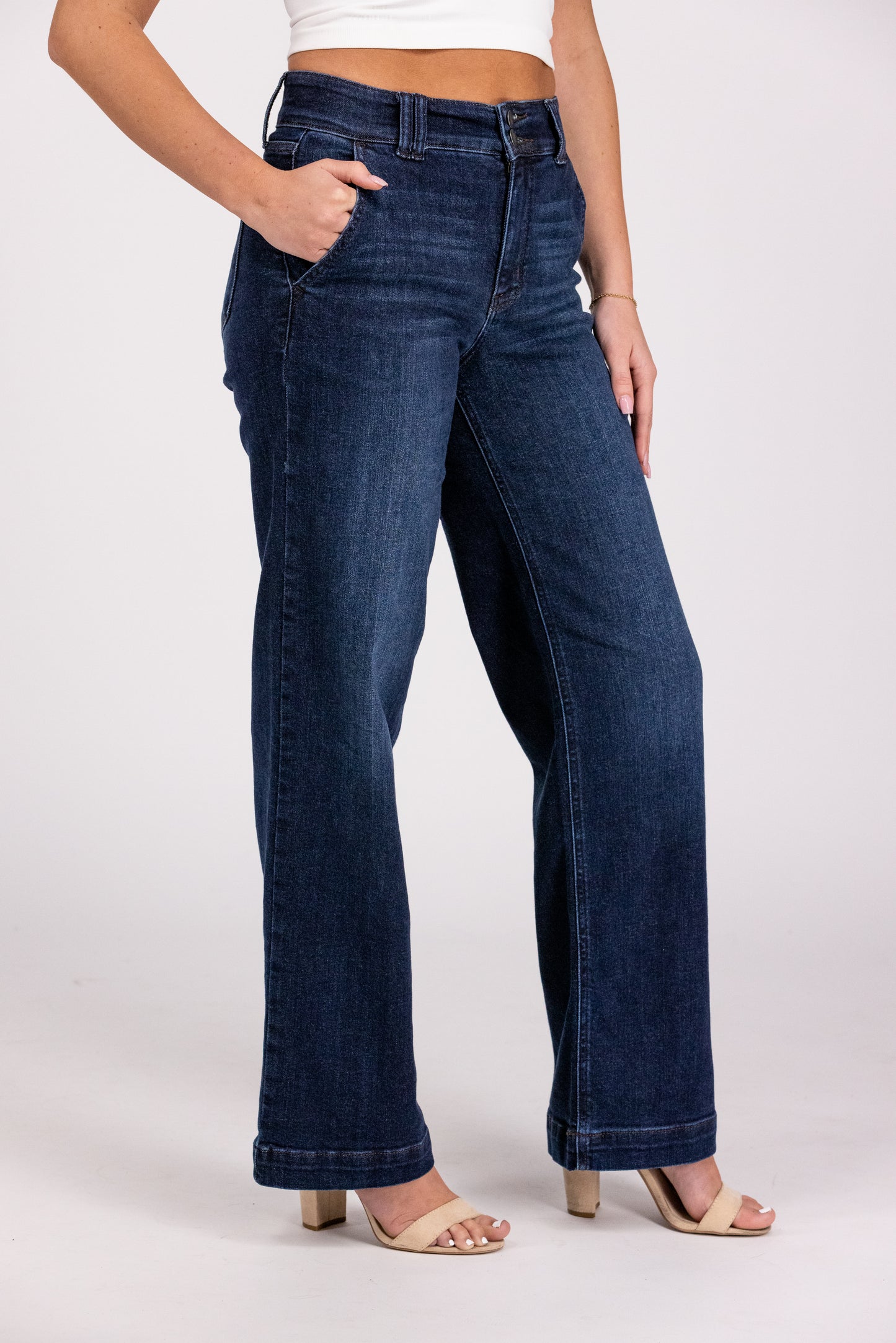 The Elena from Judy Blue: High Waisted Wide Leg Denim