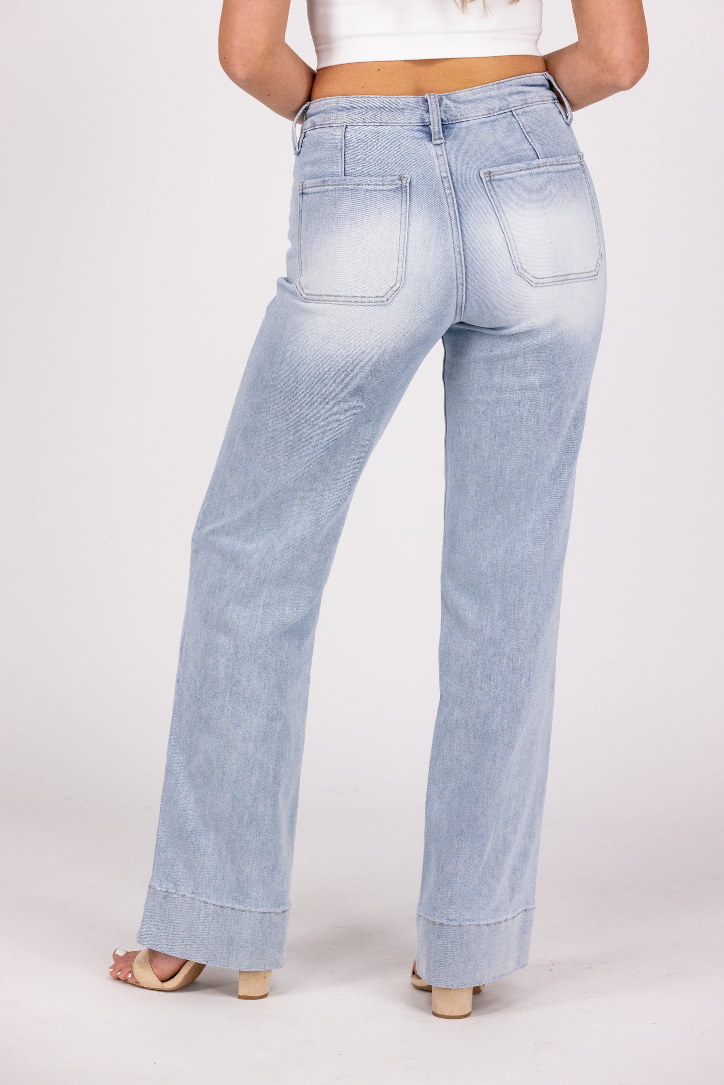 Drive Around Town From Lovervet: High-Rise 90's Vintage Trouser Hem Flare Denim