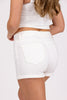 Sit Beside Me From Vervet Blue: High-Rise Double Cuff White Denim Shorts