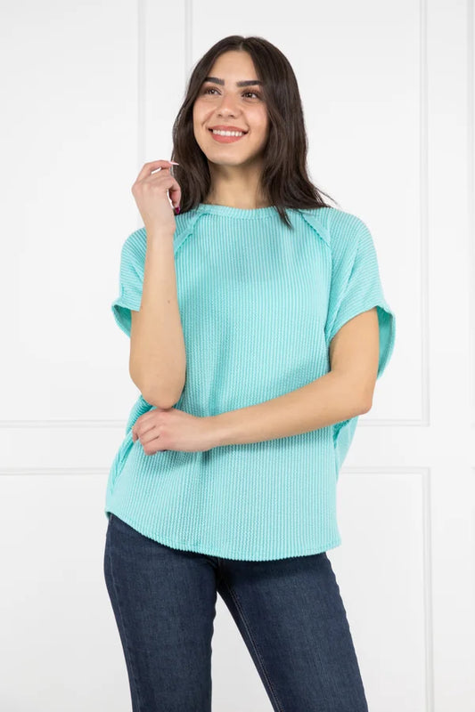 Keep It Ribbed Short Sleeve Top